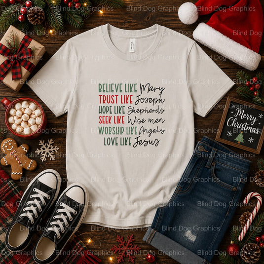 believe like Mary – Christmas Premade DTF Transfer (view 1 of 2) – by Blind Dog Graphics – Premade Transfers – Christmas,...