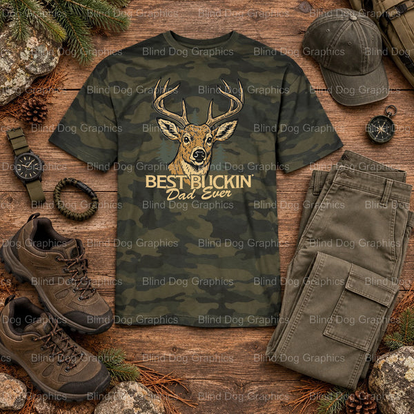 Best Buckin' Dad Ever - Hunting DTF Transfer - Premade DTF Transfer (view 2 of 2) – by Blind Dog Graphics – Premade Transf...