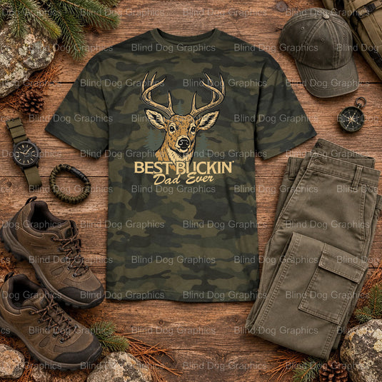 Best Buckin' Dad Ever - Hunting DTF Transfer - Premade DTF Transfer (view 2 of 2) – by Blind Dog Graphics – Premade Transf...