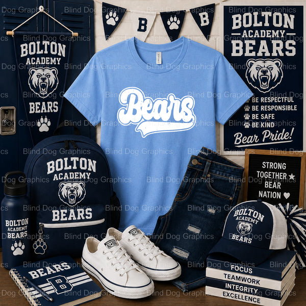 Bolton High School Bears with Claw Mark – Bolton High School Premade DTF Transfer (view 2 of 2) – by Blind Dog Graphics –...