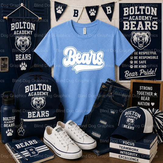 Bolton High School Bears with Claw Mark – Bolton High School Premade DTF Transfer (view 2 of 2) – by Blind Dog Graphics –...