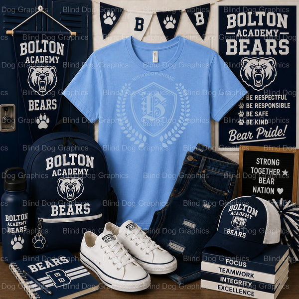 BOLTON HIGH SENIOR CLASS OF 2025 Shield – Bolton High School Premade DTF Transfer (view 1 of 2) – by Blind Dog Graphics –...