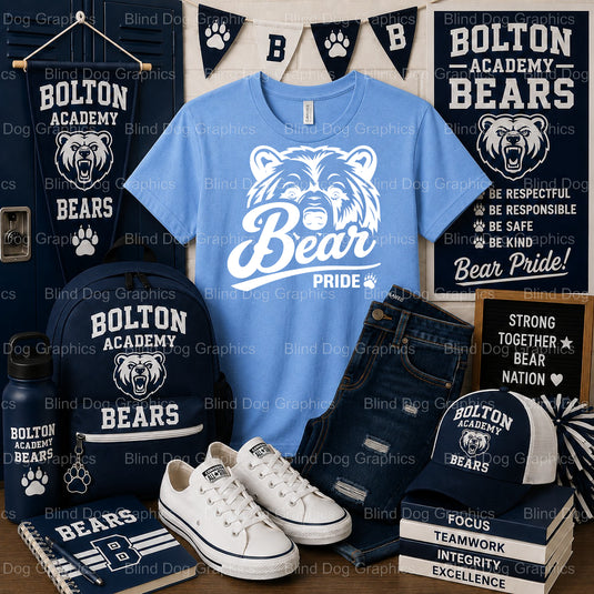 BOLTON SENIOR 2024 BEARS Bear Head – Bolton High School Premade DTF Transfer (view 2 of 2) – by Blind Dog Graphics – Prema...
