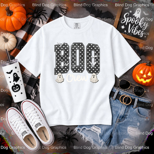 BOO CREW – Halloween Premade DTF Transfer (view 1 of 2) – by Blind Dog Graphics – Premade Transfers – Halloween, DTF Trans...