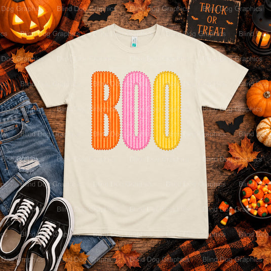 BOO – Halloween Premade DTF Transfer (view 1 of 2) – by Blind Dog Graphics – Premade Transfers – Halloween, DTF Transfers