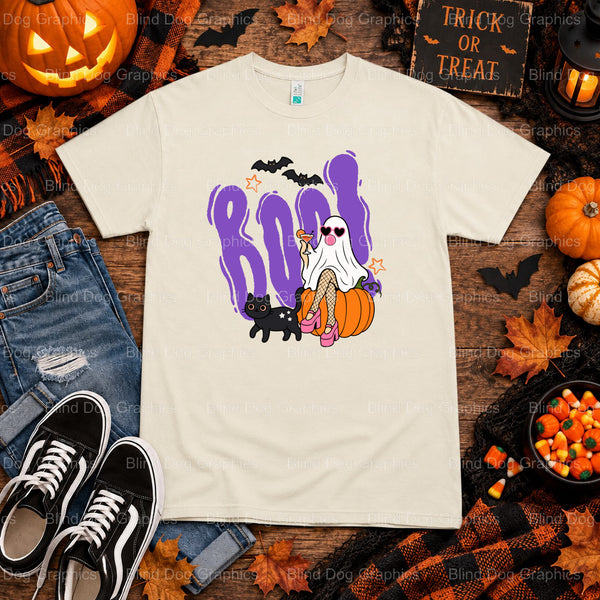 Boo – Halloween Premade DTF Transfer (view 1 of 2) – by Blind Dog Graphics – Premade Transfers – Halloween, DTF Transfers