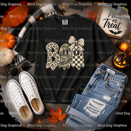 BOO – Halloween Premade DTF Transfer (view 2 of 2) – by Blind Dog Graphics – Premade Transfers – Halloween, DTF Transfers
