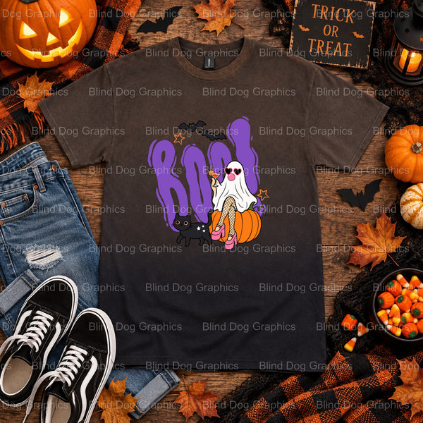 Boo – Halloween Premade DTF Transfer (view 2 of 2) – by Blind Dog Graphics – Premade Transfers – Halloween, DTF Transfers