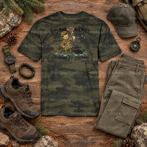 Born to hunt Back to school - Hunting DTF Transfer (view 2 of 2) – by Blind Dog Graphics – Premade Transfers – Hunting, Ou...