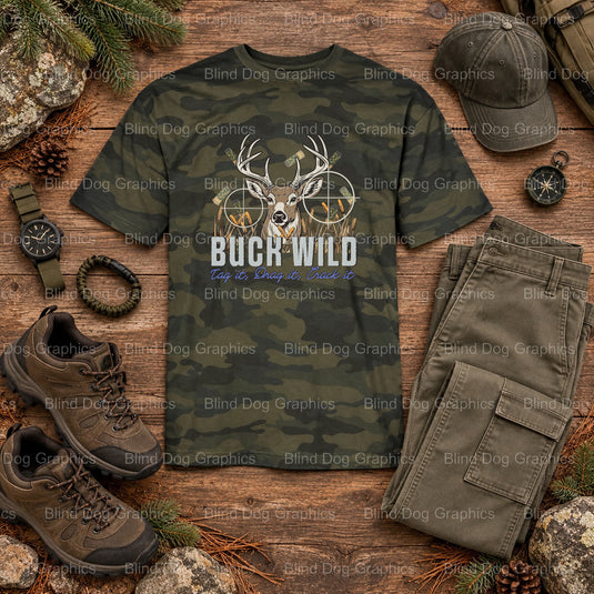BORN TO HUNT FORCED TO WORK - Hunting DTF Transfer (view 1 of 2) – by Blind Dog Graphics – Premade Transfers – Hunting, Ou...