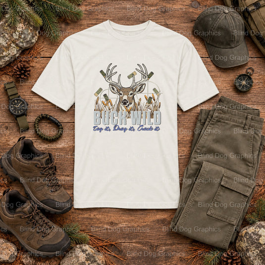 BORN TO HUNT FORCED TO WORK - Hunting DTF Transfer (view 2 of 2) – by Blind Dog Graphics – Premade Transfers – Hunting, Ou...