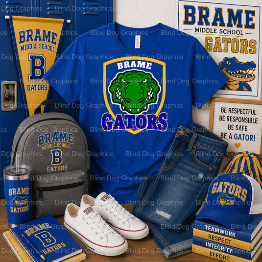 BRAME GATORS – Brame Middle School Spirit Shield Premade DTF Transfer (view 2 of 2) – by Blind Dog Graphics – Premade Tran...