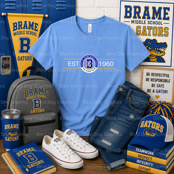 Brame Middle School EST. 1960 Emblem – Brame Middle School Premade DTF Transfer (view 1 of 2) – by Blind Dog Graphics – Pr...