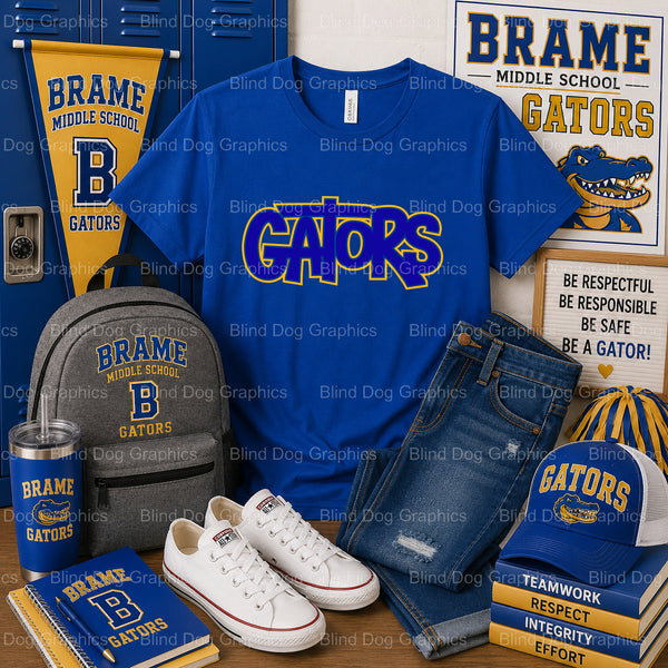 Brame Middle School Gators Mascot – Brame Middle School Premade DTF Transfer (view 1 of 2) – by Blind Dog Graphics – Prema...