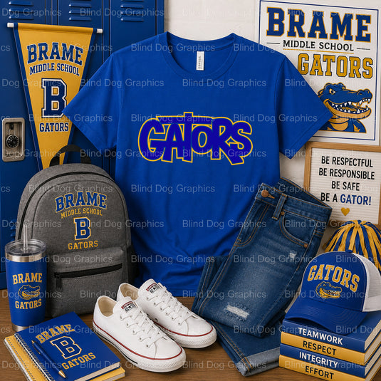 Brame Middle School Gators Mascot – Brame Middle School Premade DTF Transfer (view 1 of 2) – by Blind Dog Graphics – Prema...