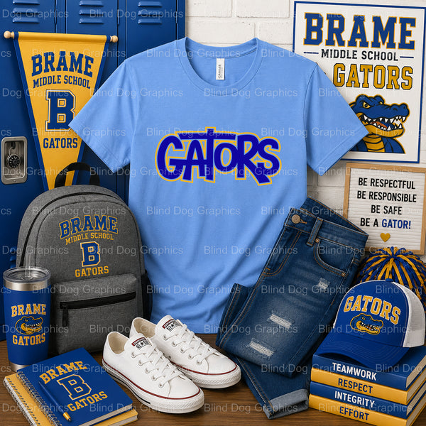 Brame Middle School Gators Mascot – Brame Middle School Premade DTF Transfer (view 2 of 2) – by Blind Dog Graphics – Prema...