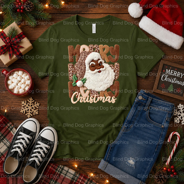 Brown Skinned Santa Claus – Christmas Premade DTF Transfer (view 1 of 2) – by Blind Dog Graphics – Premade Transfers – Chr...