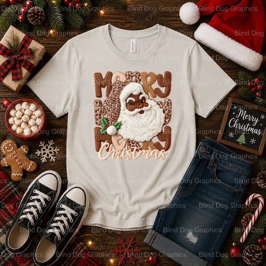 Brown Skinned Santa Claus – Christmas Premade DTF Transfer (view 2 of 2) – by Blind Dog Graphics – Premade Transfers – Chr...
