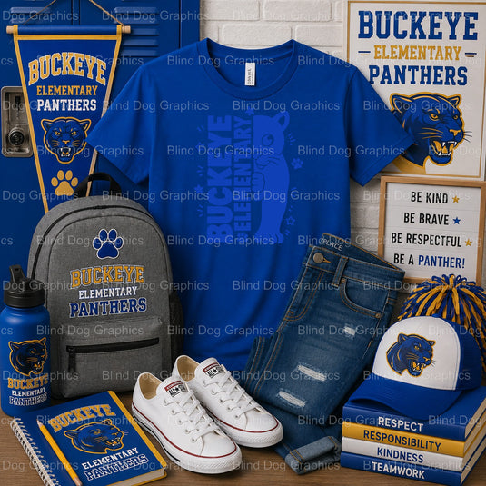 Buckeye Elementary Panthers – Buckeye Elementary School Premade DTF Transfer (view 1 of 2) – by Blind Dog Graphics – Prema...