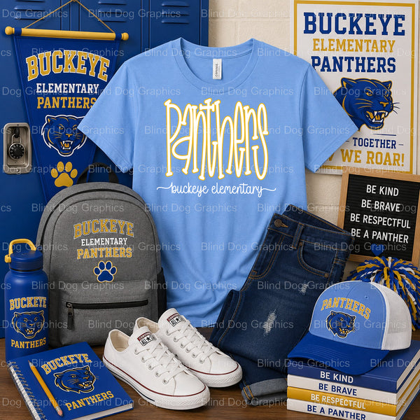 Buckeye Elementary Panthers – Buckeye Elementary School Premade DTF Transfer (view 1 of 2) – by Blind Dog Graphics – Prema...