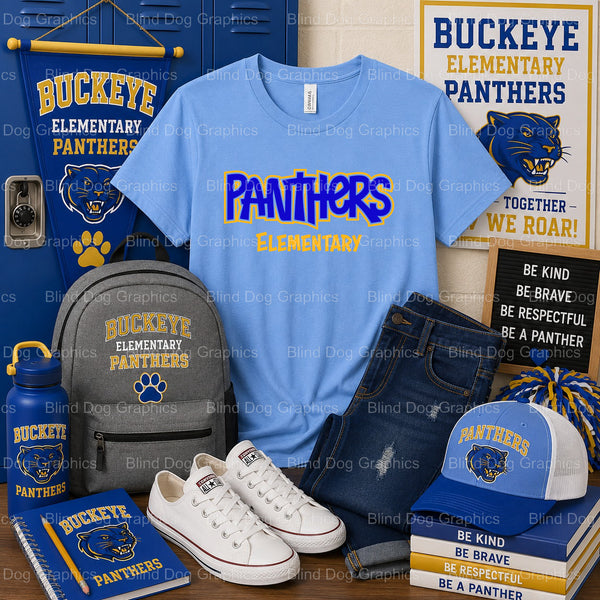 BUCKEYE ELEMENTARY PANTHERS – Buckeye Elementary School Premade DTF Transfer (view 2 of 2) – by Blind Dog Graphics – Prema...