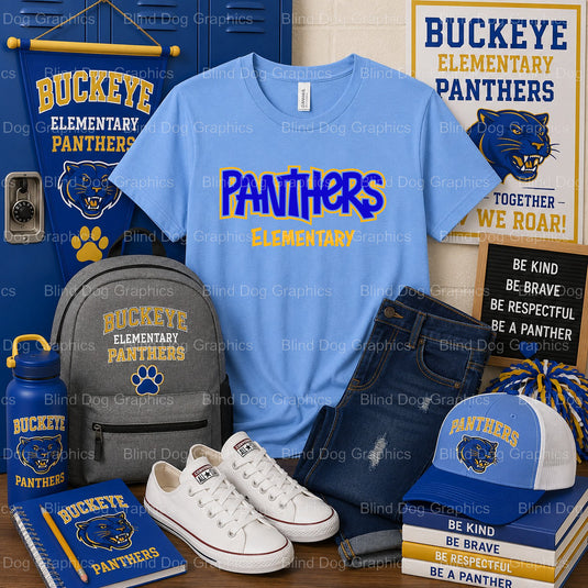 BUCKEYE ELEMENTARY PANTHERS – Buckeye Elementary School Premade DTF Transfer (view 2 of 2) – by Blind Dog Graphics – Prema...