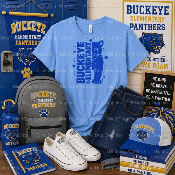 Buckeye Elementary Panthers – Buckeye Elementary School Premade DTF Transfer (view 2 of 2) – by Blind Dog Graphics – Prema...
