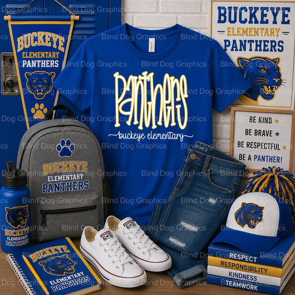 Buckeye Elementary Panthers – Buckeye Elementary School Premade DTF Transfer (view 2 of 2) – by Blind Dog Graphics – Prema...