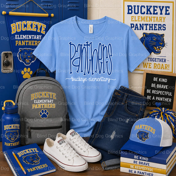 Buckeye Elementary Panthers Preppy Script Logo – Buckeye Elementary School Premade DTF Transfer (view 2 of 2) – by Blind D...