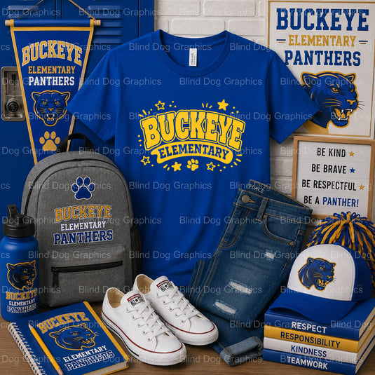 Buckeye Elementary Stars Paw Print – Buckeye Elementary School Premade DTF Transfer (view 1 of 2) – by Blind Dog Graphics...