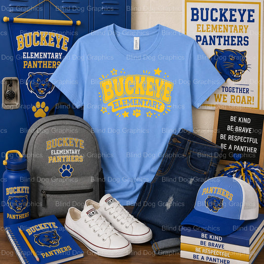 Buckeye Elementary Stars Paw Print – Buckeye Elementary School Premade DTF Transfer (view 2 of 2) – by Blind Dog Graphics...