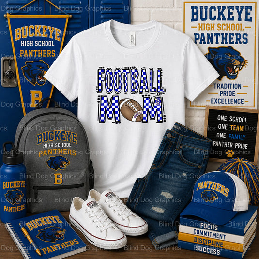 BUCKEYE FOOTBALL MOM – Buckeye High School Premade DTF Transfer (view 1 of 2) – by Blind Dog Graphis – Premade Transfers –...