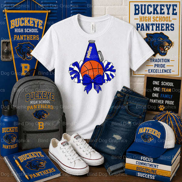 Buckeye High School Cheer Basketball – Buckeye High School Premade DTF Transfer (view 1 of 2) – by Blind Dog Graphis – Pre...