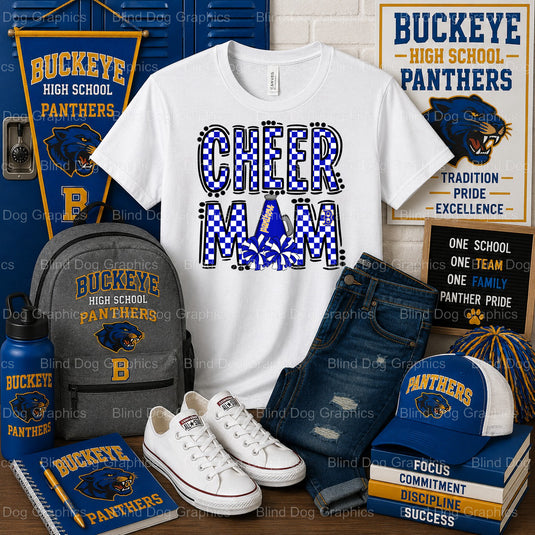 Buckeye High School Cheer Mom – Buckeye High School Premade DTF Transfer (view 2 of 2) – by Blind Dog Graphis – Premade Tr...
