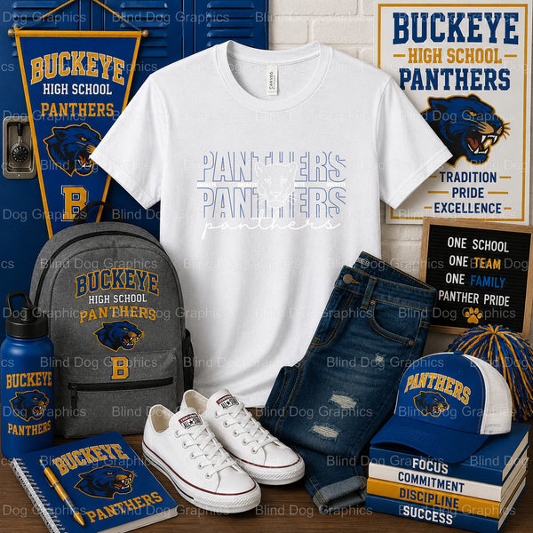BUCKEYE PANTHERS HIGH SCHOOL – Buckeye High School Premade DTF Transfer (view 2 of 2) – by Blind Dog Graphis – Premade Tra...