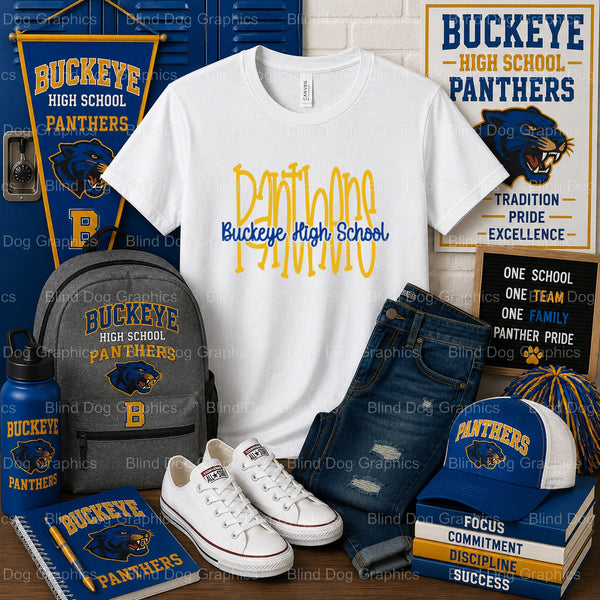 Buckeye Panthers Logo – Buckeye High School Premade DTF Transfer (view 1 of 2) – by Blind Dog Graphis – Premade Transfers...