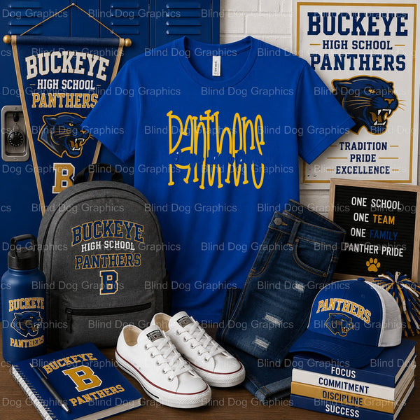 Buckeye Panthers Logo – Buckeye High School Premade DTF Transfer (view 2 of 2) – by Blind Dog Graphis – Premade Transfers...