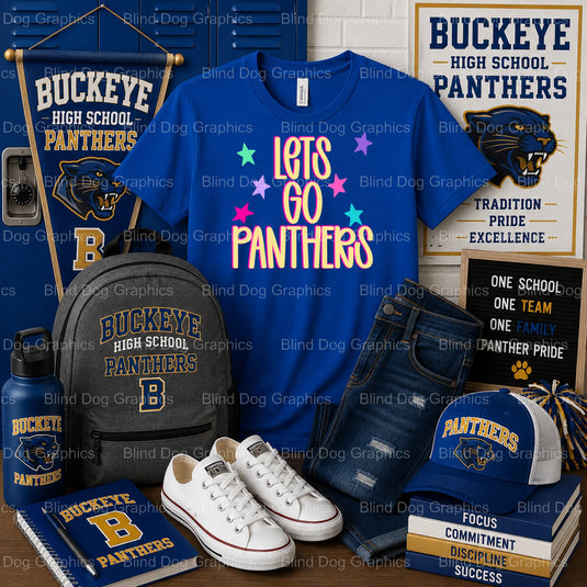 BUCKEYE PANTHERS Panther Head Design – Buckeye High School Premade DTF Transfer – by Blind Dog Graphis – Premade Transfers...