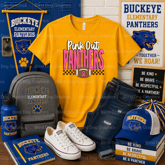 Buckeye PINK OUT Panthers – Buckeye High School Premade DTF Transfer (view 1 of 2) – by Blind Dog Graphis – Premade Transf...