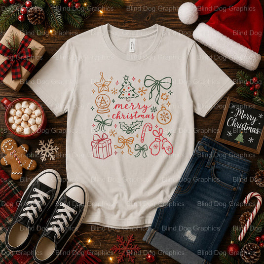 Candy Cane with Holly – Christmas Premade DTF Transfer (view 2 of 2) – by Blind Dog Graphics – Premade Transfers – Christm...