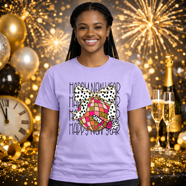 HAPPY NEW YEAR Disco Ball Celebration – New Years Premade DTF Transfer