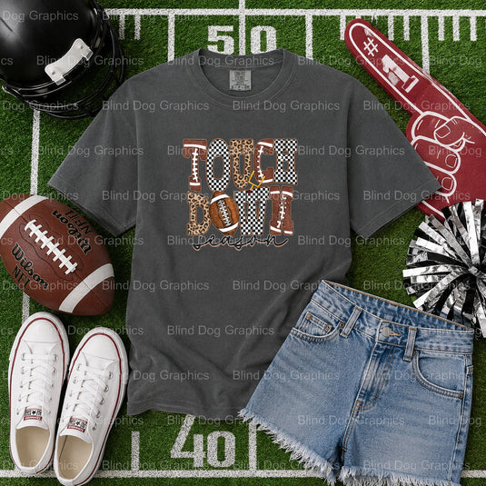 Checkered Football – Football Premade DTF Transfer (view 1 of 2) – by Blind Dog Graphics – Premade Transfers – Football, S...
