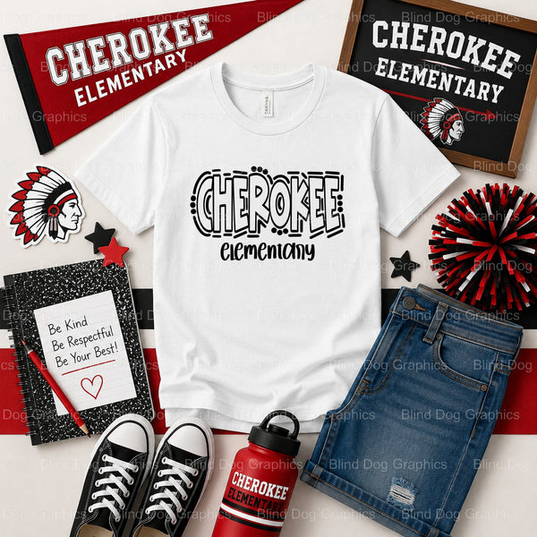 CHEROKEE ELEMENTARY TEACHER – School Spirit Premade DTF Transfer (view 2 of 2) – by Blind Dog Graphics – Premade Transfers...