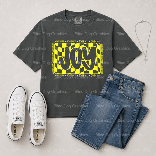 Christian JOY – Christian Premade DTF Transfer (view 2 of 2) – by Blind Dog Graphics – Premade Transfers – Christian, Faith