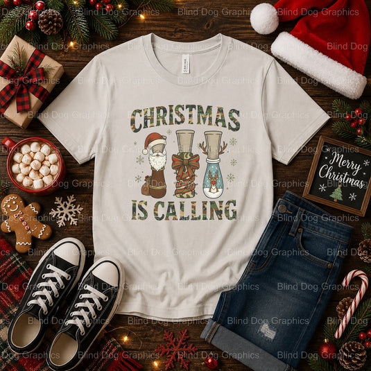 CHRISTMAS IS CALLING – Christmas Premade DTF Transfer (view 1 of 2) – by Blind Dog Graphics – Premade Transfers – Christma...