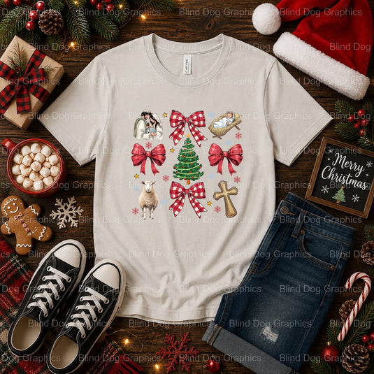 Christmas Wreath with Red Bow – Christmas Premade DTF Transfer (view 1 of 2) – by Blind Dog Graphics – Premade Transfers –...