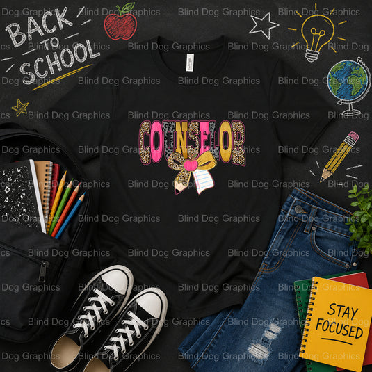 Counselor – School Premade DTF Transfer (view 1 of 2) – by Blind Dog Graphics – Premade Transfers – School DTF Transfers,...