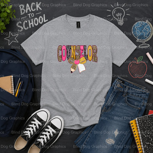 Counselor – School Premade DTF Transfer (view 2 of 2) – by Blind Dog Graphics – Premade Transfers – School DTF Transfers,...