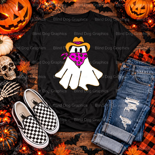 Cowgirl Ghost – Halloween Premade DTF Transfer (view 1 of 2) – by Blind Dog Graphics – Premade Transfers – Halloween, DTF...