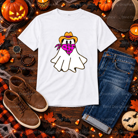 Cowgirl Ghost – Halloween Premade DTF Transfer (view 2 of 2) – by Blind Dog Graphics – Premade Transfers – Halloween, DTF...